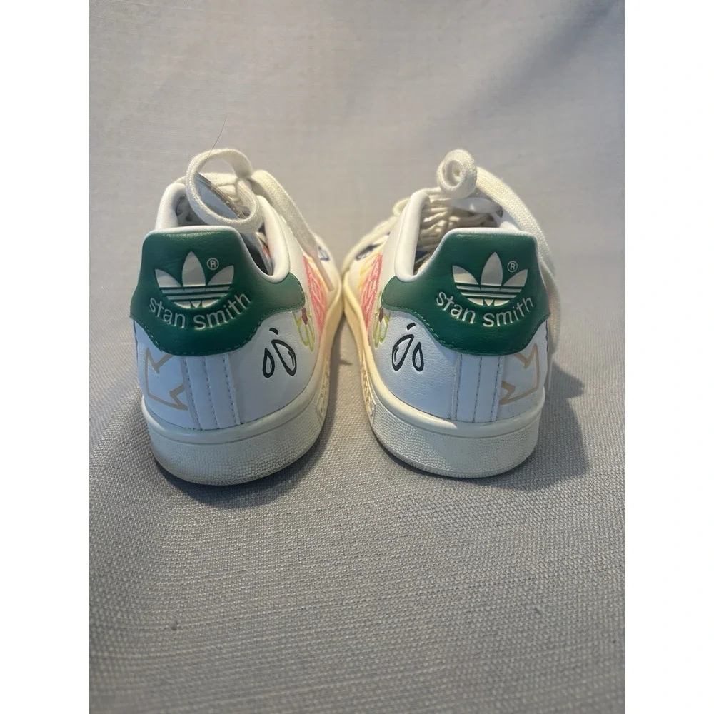 ADIDAS Stan‎ Smith Doodle Large Green and White Womens Size 5.5
